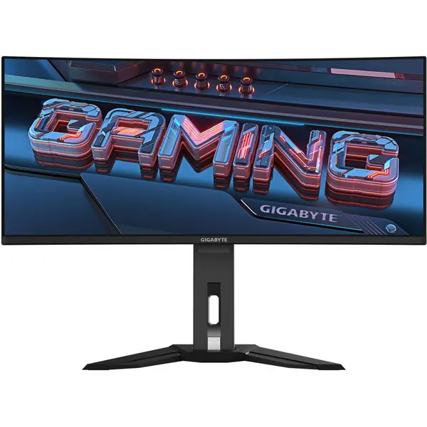 Gigabyte Monitor Gaming GIGABYTE MO34WQC, OLED, 34, WQHD, 3440 x 1440, DisplayPort, HDMI, Boxe, Curbat, 175Hz, 0.03 ms, Negru