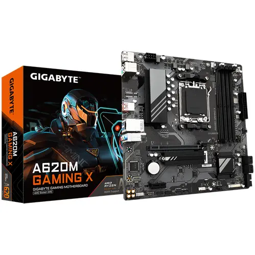 Gigabyte Placa de baza Gigabyte A620M GAMING X, AM5, 4x DDR5, 1x DisplayPort, 1x HDMI, 1x PCIe x16, 1x PCIe x1, 1x M.2, 4x SATA 6Gbps, mATX