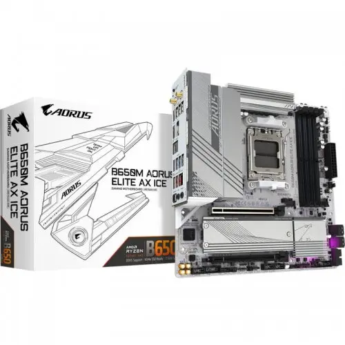 Gigabyte Placa de baza Gigabyte B650M AORUS ELITE AX ICE, AMD B650, Socket AM5, mATX