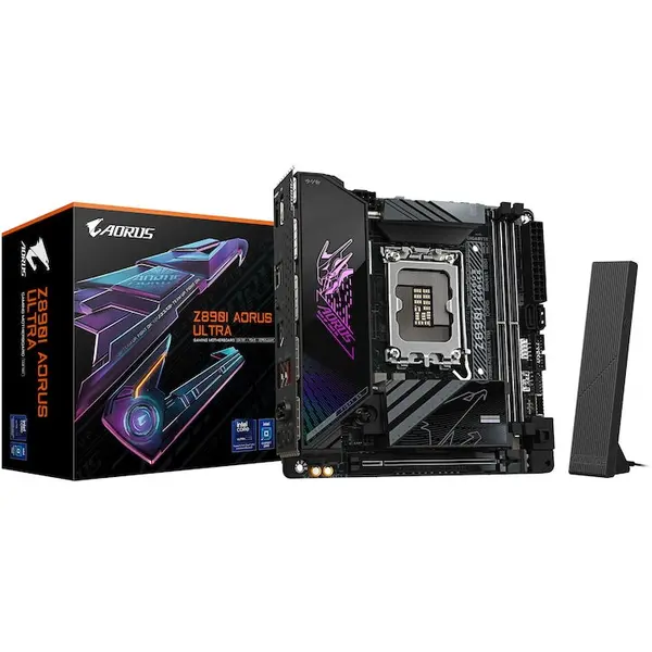 Gigabyte Placa de baza GIGABYTE Z890I AORUS ULTRA, LGA1851, DDR5, BT, Wi-Fi, Mini-ITX, Negru