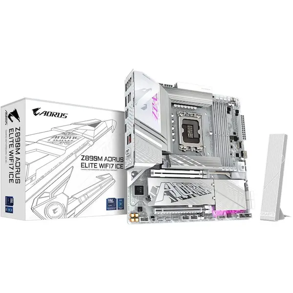 Gigabyte Placa de baza GIGABYTE Z890M A ELITE WF7 ICE, LGA1851, DDR5, BT, Wi-Fi, Micro ATX, Alb