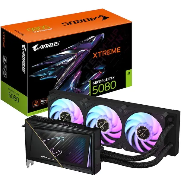 Gigabyte Placa Video GIGABYTE AORUS GEFORCE RTX 5080 XTREME WATERFORCE, 16GB, GDDR7, 256 bit