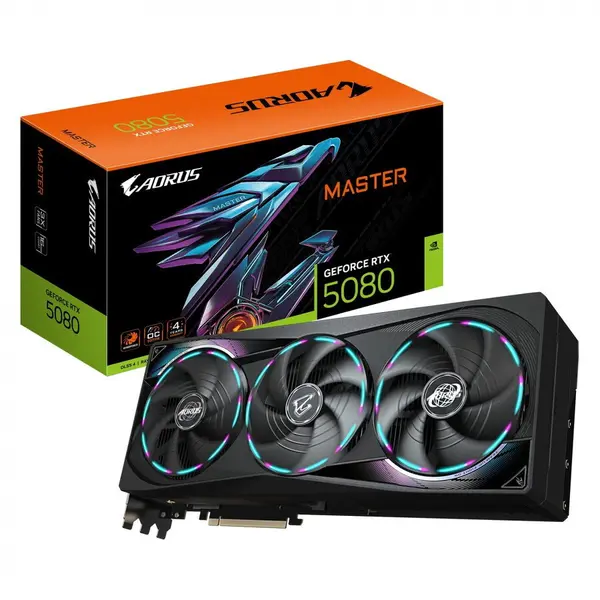 Gigabyte Placa video Gigabyte GeForce RTX 5080 AORUS MASTER, NVIDIA 16GB, GDDR7, 256-bit, DLSS 4.0