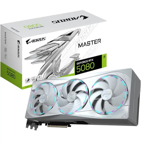 Gigabyte Placa video Gigabyte GeForce RTX 5080 AORUS MASTER ICE, 16 GB, GDDR7, 256-bit