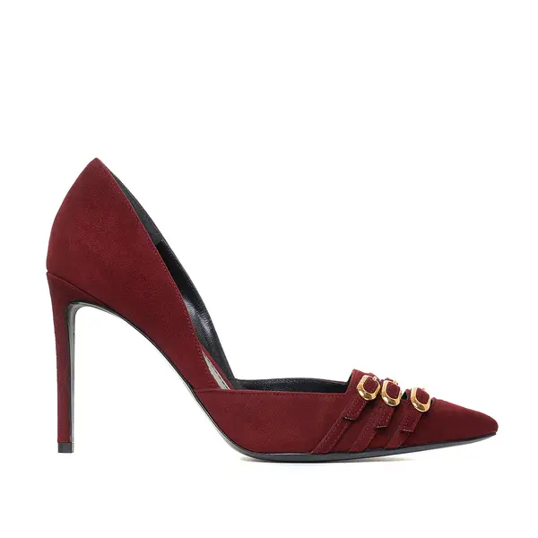 Gina Stiletto Piele Intoarsa, Burgundy - Premium Collection - 35 / 10 cm