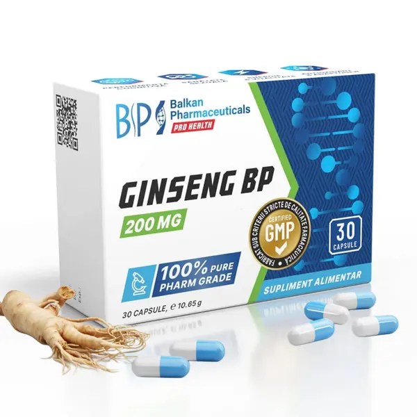 Ginseng BP 200mg – Supliment pentru Rezistență Fizică și Vitalitate, 30 Capsule