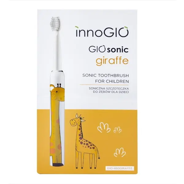 Gio Style Periuta de dinti electrica Luka GIOsonic Giraffe, 4 capete de schimb, 3 moduri de functionare, pentru copii 3-12 ani, Galben