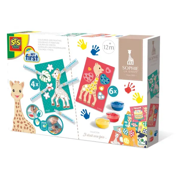 Girafa Sophie , Coloreaza si picteaza, set creativ 2 in 1 pentru copii