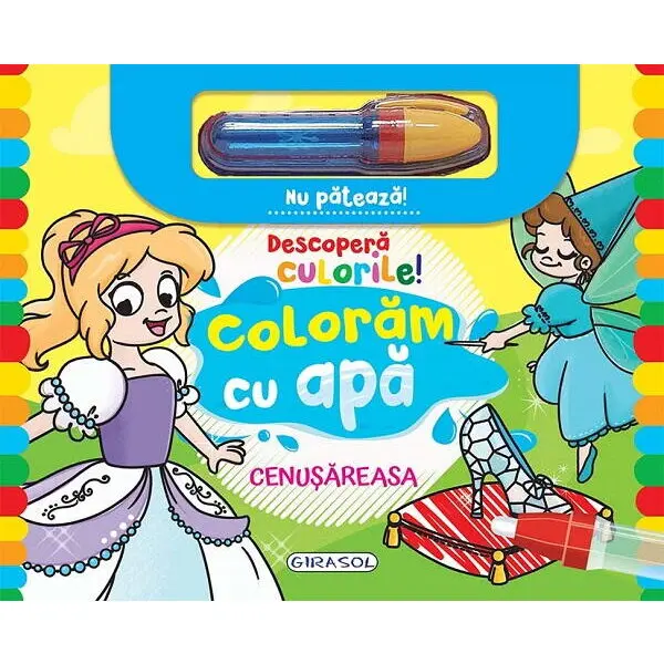 GIRASOL Carte de activitati GIRASOL Descopera culorile! Cenusareasa, 6 planse cartonate, reutilizabila cu apa