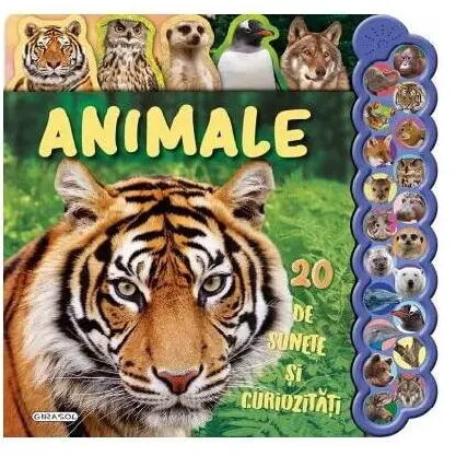 GIRASOL Carte interactiva GIRASOL 20 de sunete si curiozitati - Animale, 20 sunete, Varsta 3+