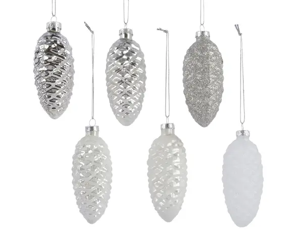 Glob de Craciun - Pinecone, white/silver (mai multe modele) | Kaemingk