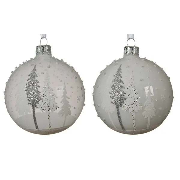 Glob decorativ - Bauble Glass Enamel, Enamel Unsilvered Trees - mai multe modele | Kaemingk