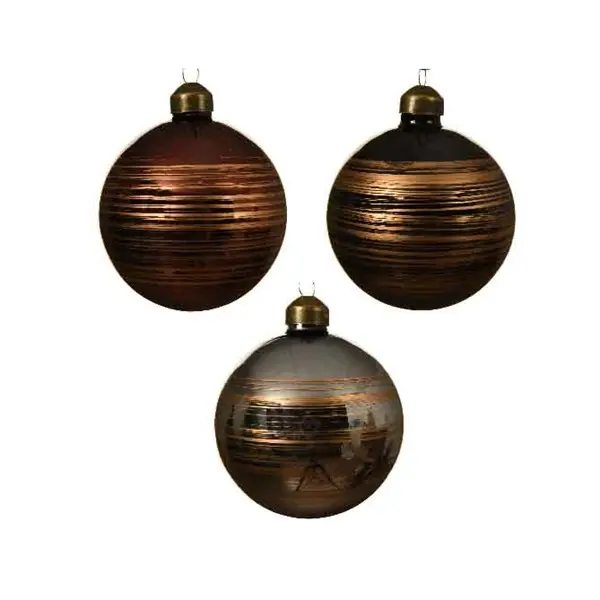 Glob decorativ - Bauble with Small Lines - Black, Rose Wood, Blue Stone - mai multe culori | Kaemingk