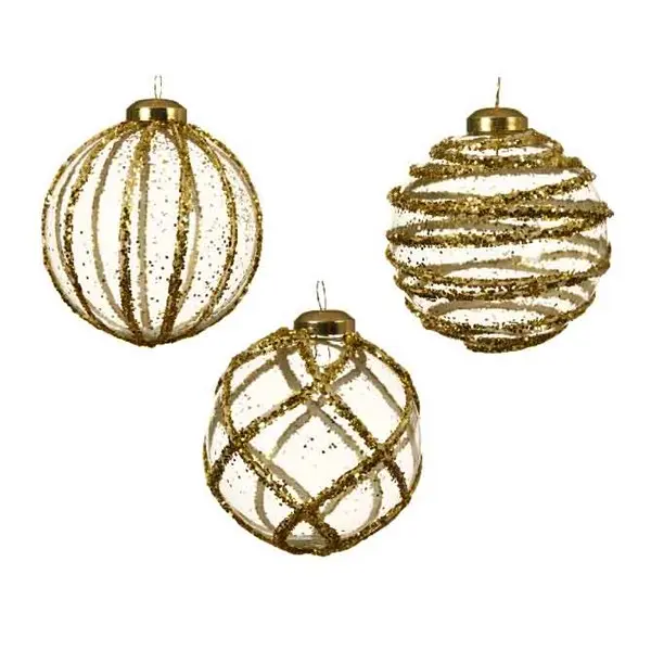 Glob - Glass 3D Gold Glitter Lines - mai multe modele | Kaemingk