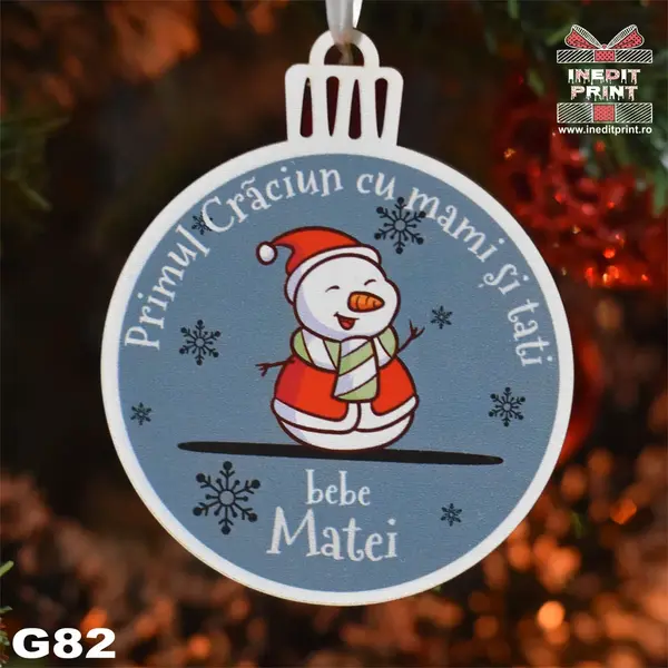 Glob personalizat Primul Craciun cu mami si tati G82