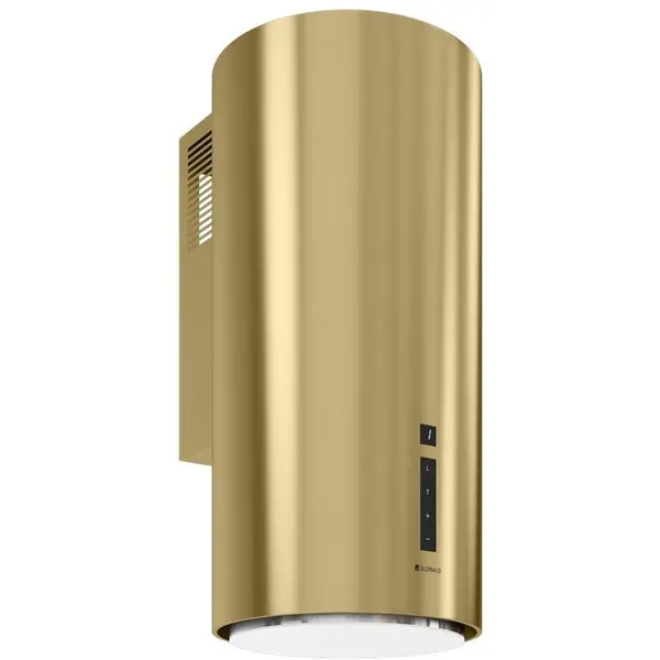 Globalo Hota cilindrica decorativa de perete Globalo, Heweno 39.3 Light Gold Mat, clasa energetica B, capacitate de absorbtie 660 mc/h, 4 trepte, Auriu