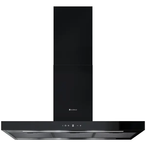 Globalo Hota de insula GLOBALO LONATIO ISOLA 90.2, clasa energetica B, iluminare LED, 54 cm latime, 90 cm lungime, control touch screen, interval de viteza 3 si boost, Putere absortie 610 mc/h, Volum min. 45 dB, Neagra