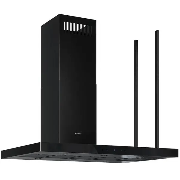 Globalo Hota insula Noelia Isola 120.1, clasa energetica A, latime 120 cm, adancime 60 cm, control tactil cu indicator LED, interval de viteza: 3 si boost, capacitate maxima de absortie 725 m3/h, Negru