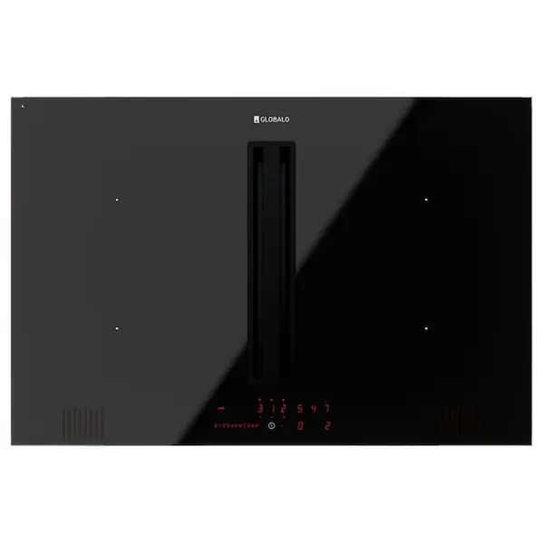 Globalo Plita inductie incorporabila cu hota integrata GLOBALO Plantis 80.1, hota 638 mc/h, 80cm, 4 zone de gatit, Functie de combinare a zonelor, Clasa A++, 9 niveluri putere, Control Tactil, Temporizator, Neagra