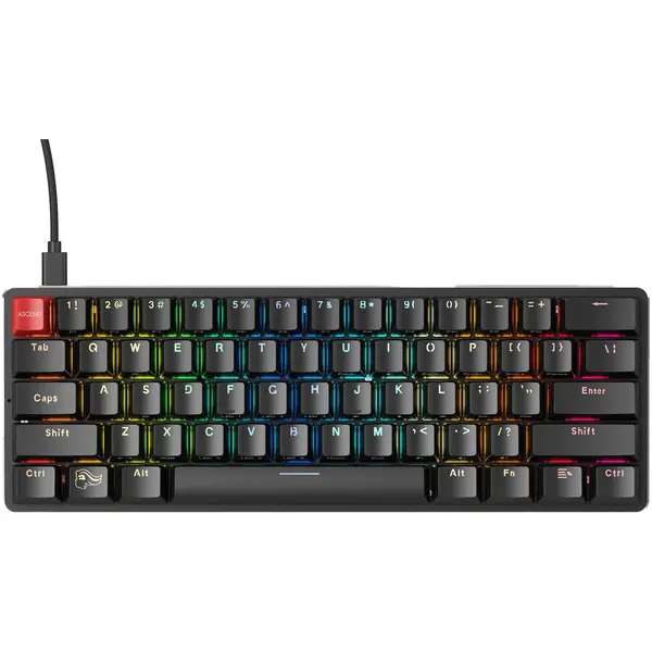 Glorious PC Gaming Race Tastatura mecanica gaming Glorious PC Gaming Race GMMK Compact, iluminare RGB, switch Gateron Brown, US-Layout, Negru