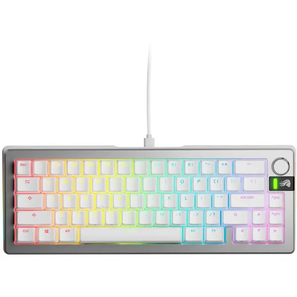 Glorious Tastatura mecanica Glorious GMMK 3 PRO, Fox Switches, Cu fir, USB, 66 taste, Argintiu