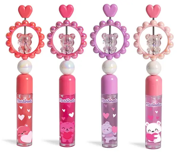 Gloss de buze pentru copii Martinelia - cu mărgele rotative, sortiment