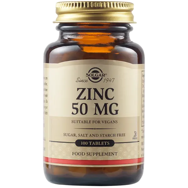 Gluconat de zinc 50mg, 100 tablete, Solgar