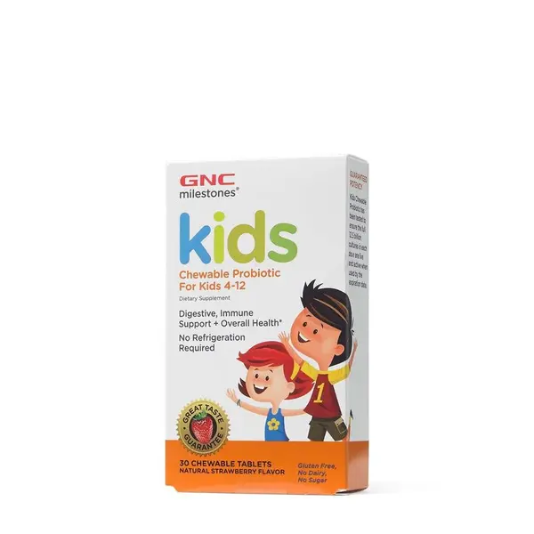 GNC Milestones Kids Chewable Probiotic, Probiotice Masticabile Pentru Copii 4-12 ani 30 tb