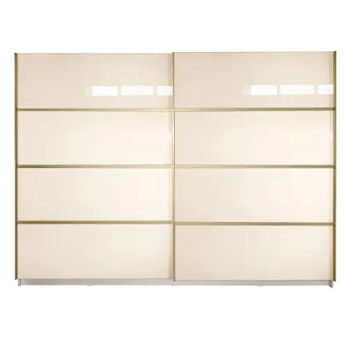 Gold Dulap 2800 Crem cu usi MDF Lucios + 2 Comode