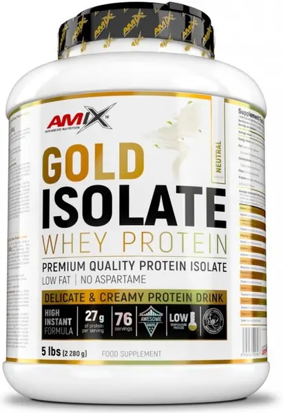 Gold Isolate Whey Protein, fără gust, 2.28 kg, Amix