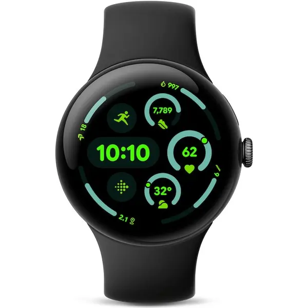 Google Ceas Smartwatch Pixel Watch 3, ecran AMOLED, 45 mm, Wi-Fi / Bluetooth, Negru