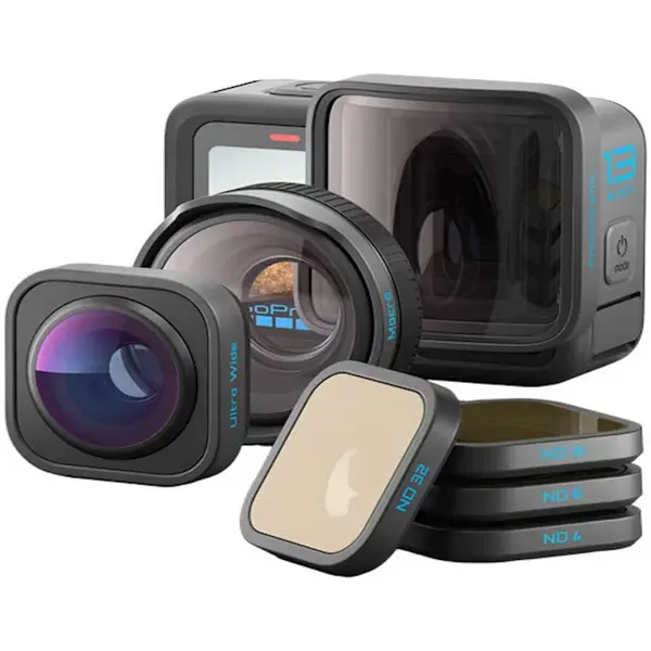 GoPro Camera video de actiune GoPro HERO13 Black Bundle HB-Series Lens Collection, 27MP, 5.3K, Ecran tactil 2.27, Stabilizare HyperSmooth 6.0, TimeWarp 3.0, Wi-Fi, Bluetooth, Control vocal, ND4, ND8, ND16 + ND32, Negru