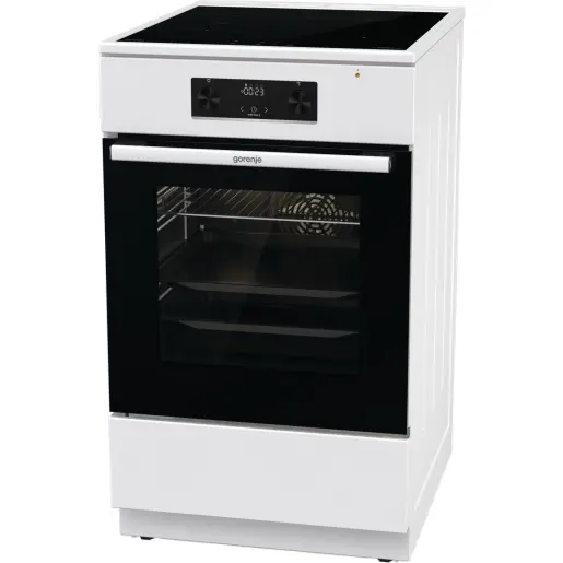 Gorenje Aragaz electric Gorenje GEIT5C60WPG, 50 cm, 4 zone cu inductie + 1 cuptor electric - alb/negru