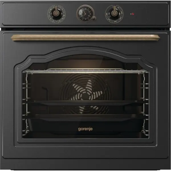 Gorenje Cuptor incorporabil retro, Gorenje BOS67371CLB, 77l, 59.5 x 56.4 x 59.5 cm, Negru