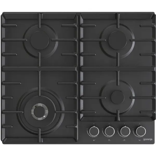 Gorenje Plita incorporabila pe gaz Gorenje GW642AB, 60cm, 4 zone de gatit, 8150W, control mecanic, Negru
