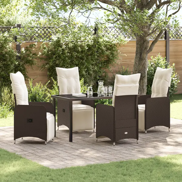 Gossi 5 piese set de dining de gradina cu perne maro poliratan