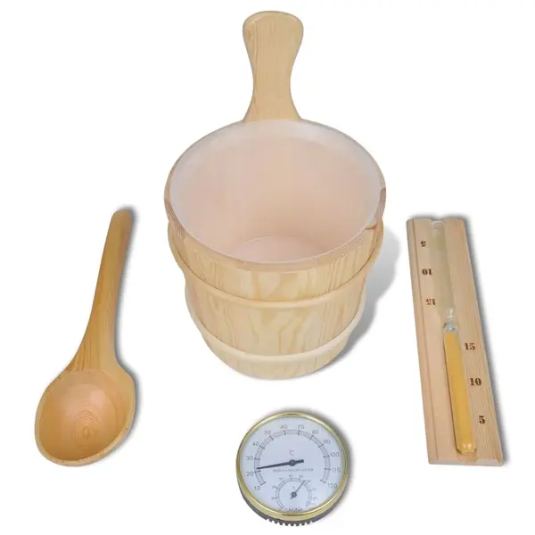 Gossi accesorii sauna 5 p galeata lingura clepsidra termo-higrometru