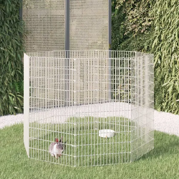 Gossi adapost pentru animale cu 8 panouri, 54x100 cm, fier galvanizat