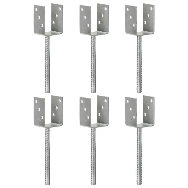 Gossi ancore de gard, 6 buc., argintiu, 7x6x30 cm, otel galvanizat