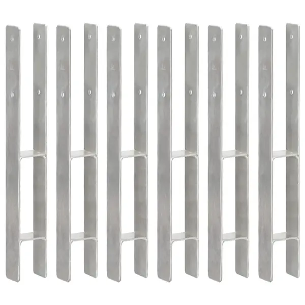 Gossi ancore de gard, 6 buc., argintiu, 7x6x60 cm, otel galvanizat