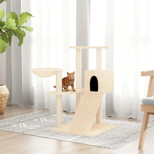 Gossi ansamblu de pisici cu stalpi din funie de sisal, crem, 82 cm