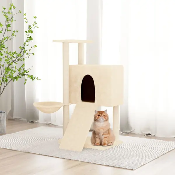 Gossi ansamblu de pisici cu stalpi din funie de sisal, crem, 96 cm