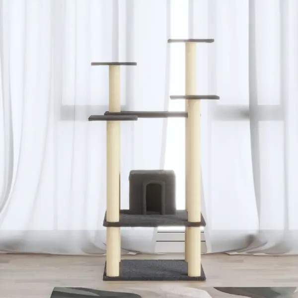 Gossi ansamblu pisici cu stalpi din funie de sisal, gri inchis 110 cm