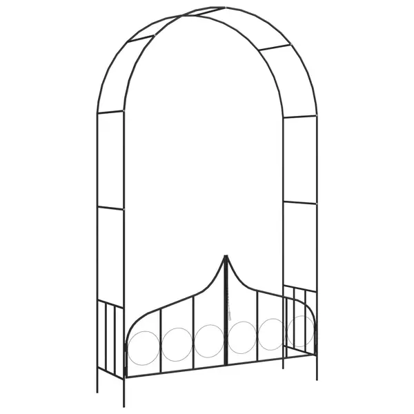 Gossi arcada de gradina cu poarta, negru, 138 x 40 x 238 cm, fier