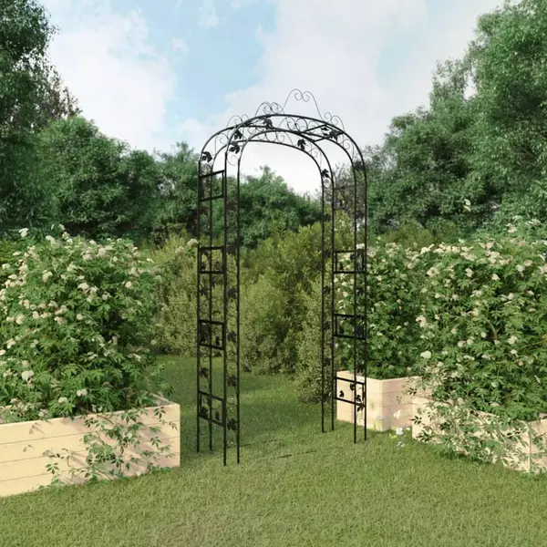Gossi arcada de gradina, negru, 116x45x240 cm, otel