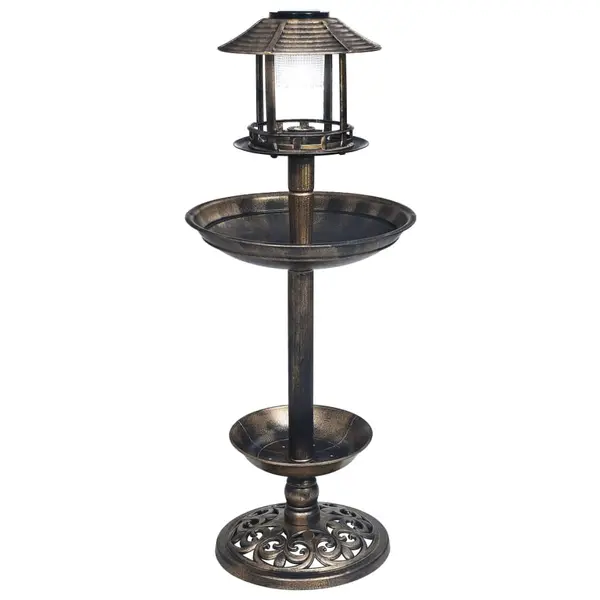 Gossi baie pentru pasari decorativa, cu led alimentat solar, plastic