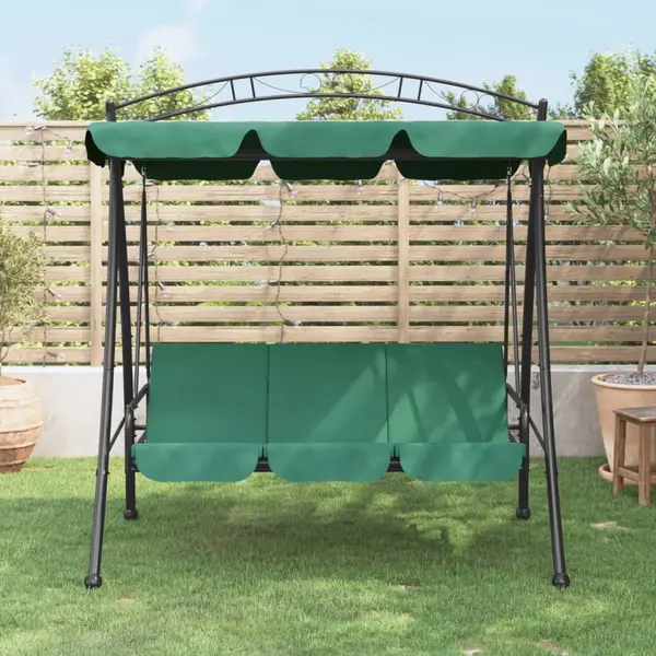Gossi balansoar de gradina cu baldachin verde 198 cm tesatura si otel