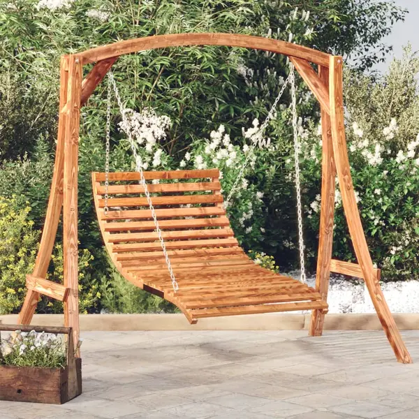 Gossi balansoar pat, 115x147x46 cm, lemn masiv curbat cu finisaj tec