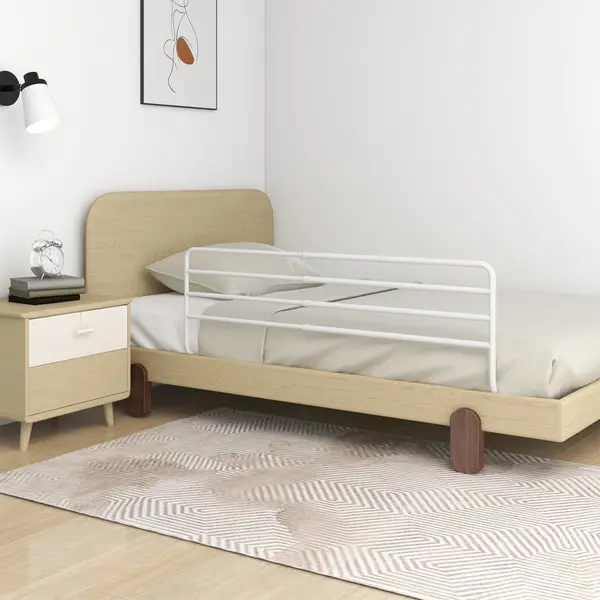 Gossi balustrada de protectie pat copii, alb, (76-137)x55 cm, fier