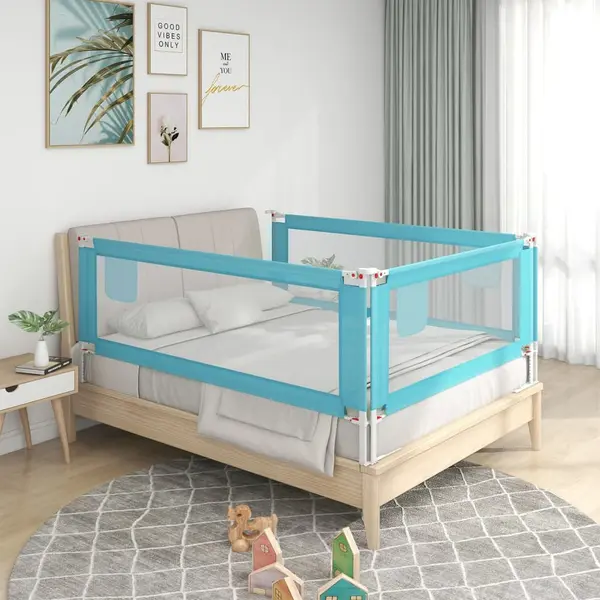 Gossi balustrada de protectie pat copii, albastru, 150x25 cm, textil